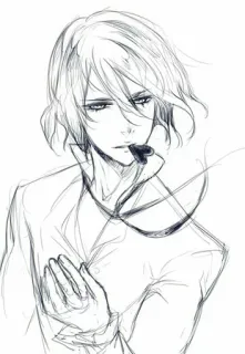❤️ anime, sketch, man, whistle telegram sticker