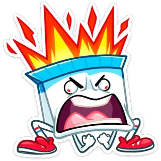🤬 Cartoon, Wütend, Feuer, Behälter, Figur, Illustration, Flammen whatsapp sticker