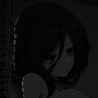 🖤 动漫, 悲伤, 女孩, 黑暗, 单色, 肖像 telegram sticker
