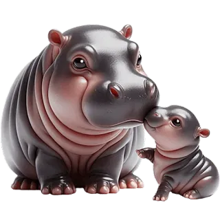 😘 カバ, 赤ちゃんカバ, 動物, かわいい, 母親, 家族, 野生動物 whatsapp sticker