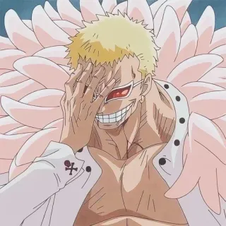 😏 Donquixote Doflamingo One Piece anime, one piece, doflamingo, personaje, villano, sonrisa telegram sticker