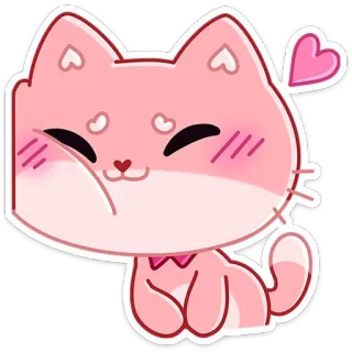 ❤️ кот, розовый, милый, каваий, сердце, животное, наклейка telegram sticker