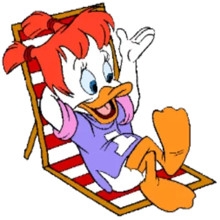 ⛱ Webby Vanderquack DuckTales canard, dessin animé, plage, détente, animé, Webby, La Bande à Picsou, personnage whatsapp sticker