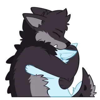 🫂 lobo, animal, abraço, fofo, desenho animado telegram sticker
