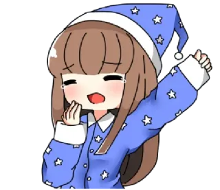 🥱 sonolento, cansado, anime, fofo, desenho animado, menina, pijama, noite telegram sticker