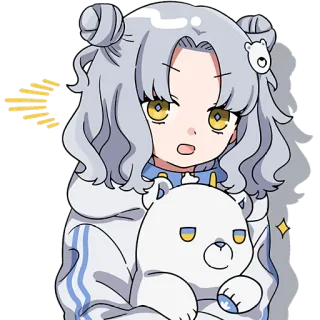 😦 アニメガール, 可愛い, クマ, 漫画, ステッカー, デジタルアート, キャラクター telegram sticker
