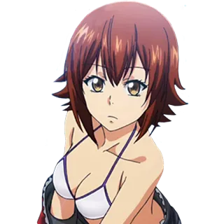 😕 anime, woman, bikini, cartoon, brunette telegram sticker