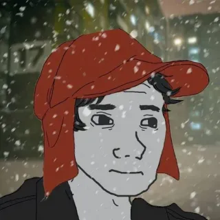 💂‍♂ wojak, mem, zima, śnieg, smutny, doomer telegram sticker