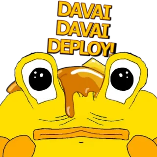 👨‍💻 DAVAI DAVAI DEPLOY! กบ, สีเหลือง, การ์ตูน, ตลก, ติดตั้ง, давай telegram sticker