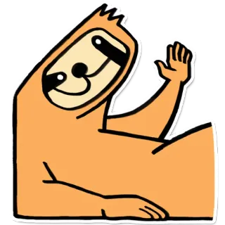 👋 ленивец, мультик, животное, милый, машет, дружелюбный whatsapp sticker