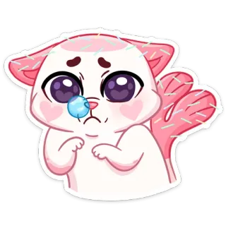 😢 고양이, 귀여운, 스티커, 분홍색, 귀여움, 만화, 동물 telegram sticker