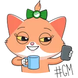 🤳 chat, animal, orange, dessin animé, mignon, kawaii, autocollant telegram sticker