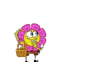 ๐ Spongebob Squarepants Spongebob, cartoon character, flower, basket telegram sticker