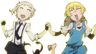 💕 Bungou Stray Dogs anime, personagens, sorrindo, feliz, amizade, celebração telegram sticker