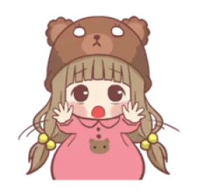👋 Garota anime, Kawaii, Urso, Fofo, Desenho animado telegram sticker