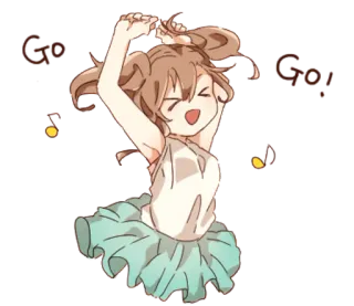 👩 Go! Go! Anime, Mädchen, Tanz, Musik, Kawaii, Süß telegram sticker
