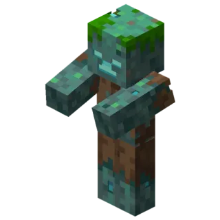 🚱 Drowned Minecraft jeu vidéo, zombie, monstre, mort-vivant, Minecraft whatsapp sticker