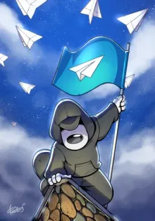 ✈️ Telegram, Papierflieger, Flagge, Hoodie, Cartoon, Himmel, Wolken telegram sticker