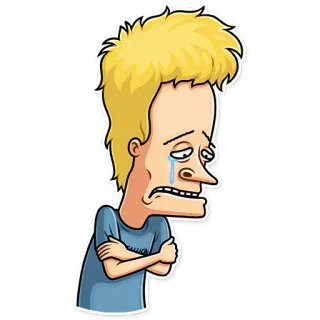 😭 Butthead Beavis and Butthead тупица, грустный, мультфильм, плакать, MTV telegram sticker