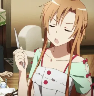 🔪 Asuna Yuuki Sword Art Online Anime, Sword Art Online, Asuna, Yuuki, Postać, Jedzenie telegram sticker