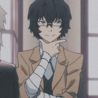 📺 Osamu Dazai Bungou Stray Dogs Anime, Bungou Stray Dogs, Osamu Dazai, Dazai, Personnage, Bandages, Lunettes telegram sticker