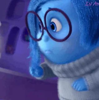 🤖 Sadness Inside Out Tristezza, Inside Out, Disney, Pixar, cartone animato, animato, blu, personaggio telegram sticker