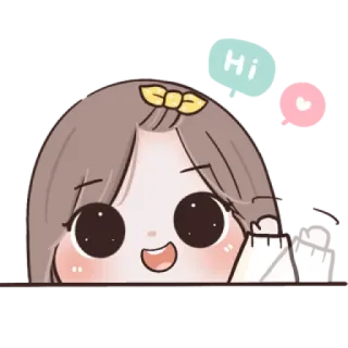 🌙 Hi Cartoon, Leuk, Meisje, Groet, Kawaii, Anime, Hoi whatsapp sticker