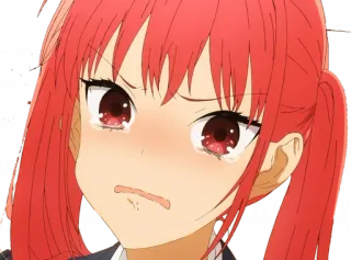 😭 Anime, Chorando, Cabelo Ruivo, Chateado, Lágrimas telegram sticker