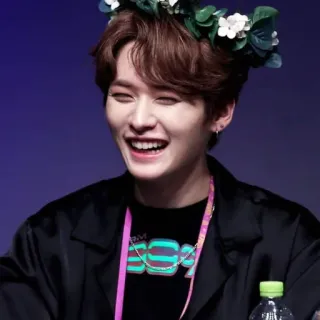 🤍 homem, sorrindo, coroa de flores, retrato, K-pop, ídolo, pessoa, feliz telegram sticker
