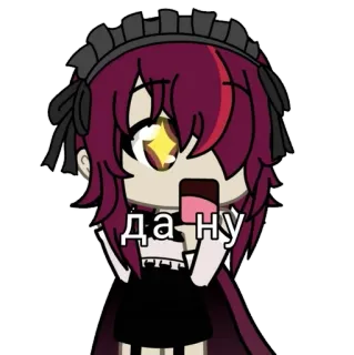 🍷 Да ну anime, scioccato, Gacha Life, sorpreso, capelli rossi, maid telegram sticker