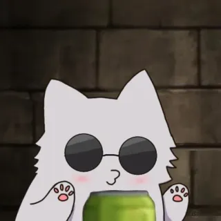 🐈 Katze, Sonnenbrille, Getränk, Cool, Cartoon telegram sticker