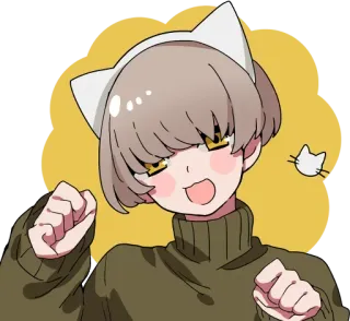 🐱 anime, kawaii, cat ears, cartoon, cute, character whatsapp sticker