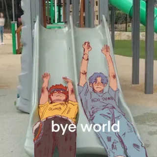 🙂 bye world Anime, SK8 the Infinity, Deslizar, Personagens de desenho animado, Cabelo ruivo, Cabelo azul, Skate telegram sticker