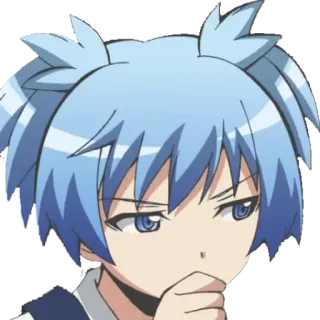 🤔 Nagisa Shiota Assassination Classroom Anime, capelli blu, personaggio, Nagisa, Assassination Classroom telegram sticker