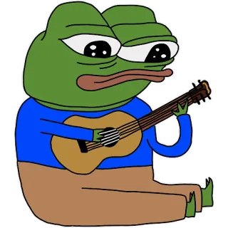 🎸 Pepe the Frog Pepe de Kikker, Meme, Kikker, Gitaar, Verdrietig telegram sticker