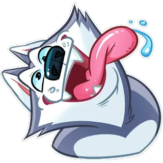 🤪 Hund, Husky, Cartoon, Tier, Sticker, Illustration whatsapp sticker