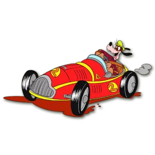 🚗 Goofy cartone animato, goffo, auto da corsa, Disney, guida, veicolo telegram sticker