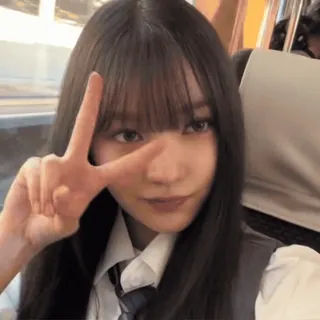 🐭 femme, fille, asiatique, signe de paix, selfie, portrait, mignon telegram sticker