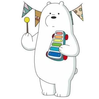 🥁 Ice Bear We Bare Bears белый медведь, мы обычные медведи, мультфильм, медведь, милый, музыкальный инструмент telegram sticker