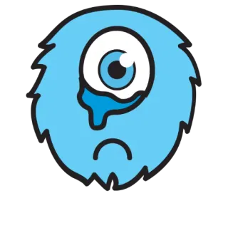 😢 triste, llorando, lágrima, azul, monstruo, un ojo telegram sticker