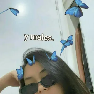 😒 y males. donna, occhiali da sole, farfalle telegram sticker