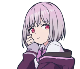 😒 Anime, Manga, Mädchen, Süß, Lila Haare, Rote Augen, Cartoon telegram sticker