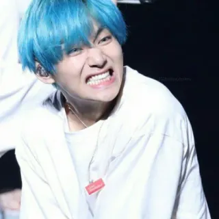 🐾 V kpop, penyanyi, rambut biru, bts, idola whatsapp sticker