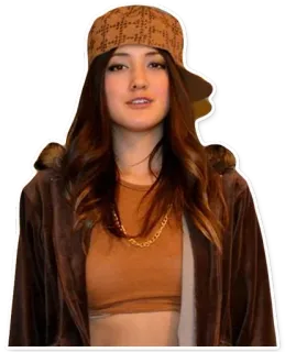 👲 mujer, pelo castaño, sombrero, chaqueta, marrón, retrato telegram sticker