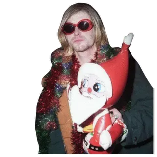 😮 Kurt Cobain músico, navidad, papá noel, cantante, grunge telegram sticker