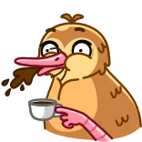😲 птица, кофе, смешной, мультфильм, животное whatsapp sticker