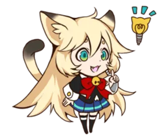 💡 Anime, Nekomimi, Kawaii, Chibi, Carino, Idea, Lampadina telegram sticker