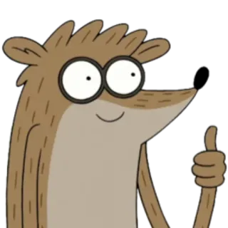 👍 Rigby Regular Show Kreskówka, Zwierzę, Szop pracz, Animowany, Postać, Kciuk w górę, Zwyczajny serial telegram sticker