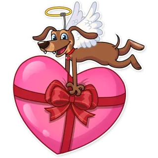 💝 dog, heart, angel, love, cute, cartoon, wings, halo whatsapp sticker