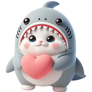 🫶 kot, rekin, serce, słodki, zwierzę, kreskówka telegram sticker